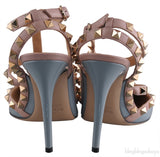 Valentino Garavani Blue Grey Patent Rockstuds Heels