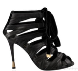 Black Strappy Peep Toe Sandals