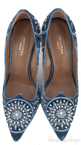 Pearl Embroidered Velvet Heels