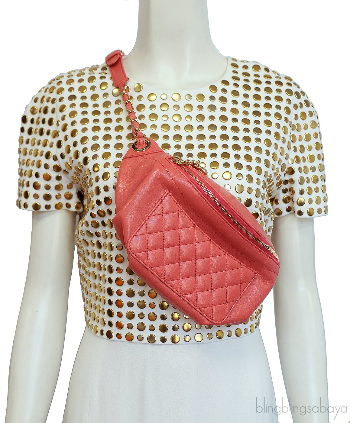 Fanny Pack Pink Lambskin Waist Belt Bag