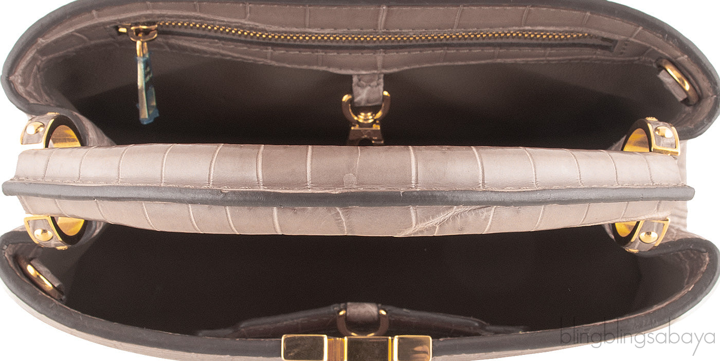 Capucines Crocodile Taupe BB