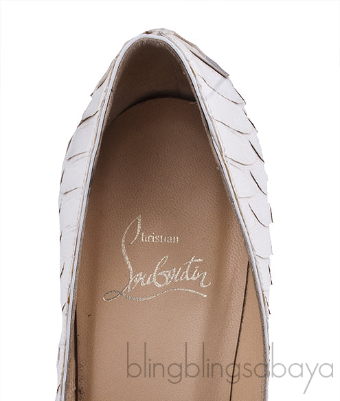 White Pigalle Python Point-Toe Heels