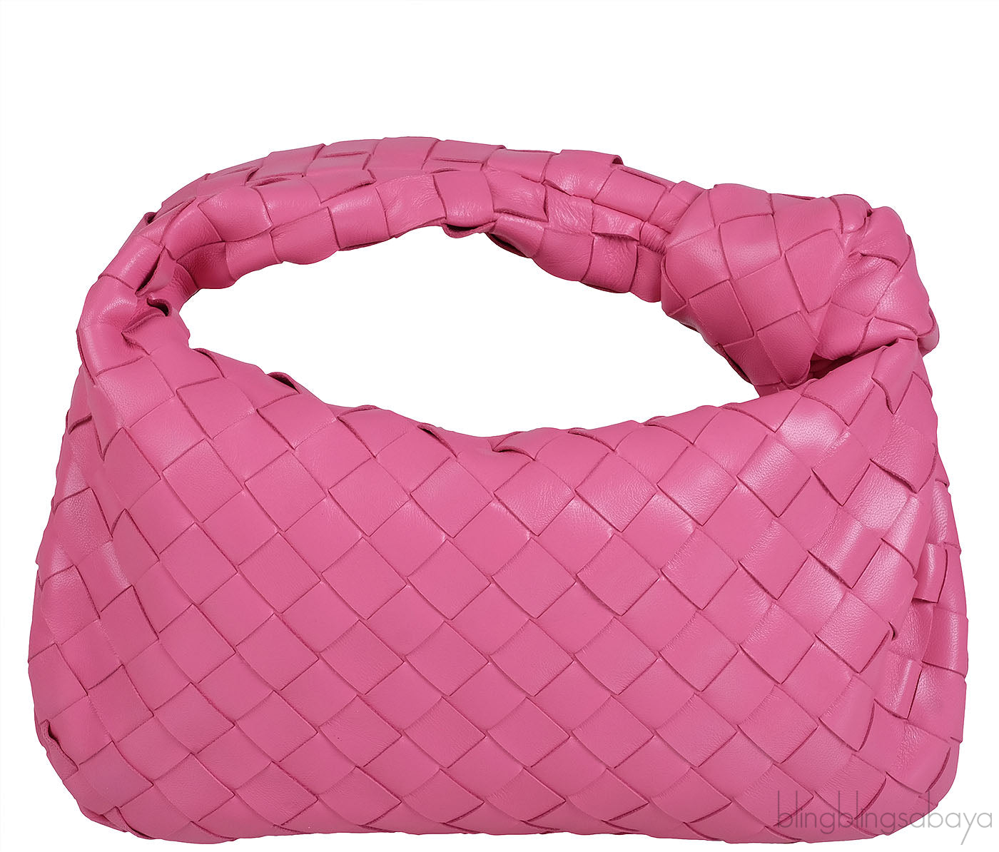 Pink Jodie Mini Knotted Intrecciato Leather Tote
