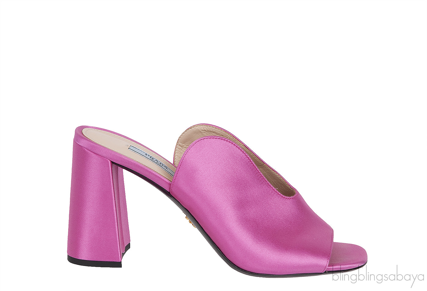Pink Satin Chunky Heel Sabot Mules 38
