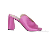 Pink Satin Chunky Heel Sabot Mules 38