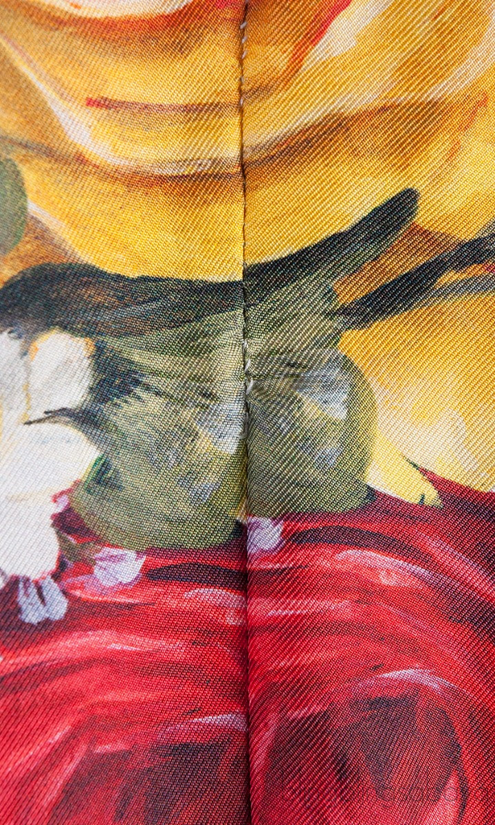 Yellow Trim Floral Printed Kaftan Dress