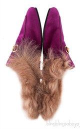 Purple Princetown Fur Slide