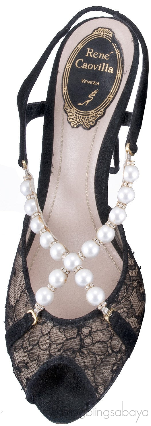 Mesh & Pearl Slingback Sandals*