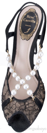 Mesh & Pearl Slingback Sandals*