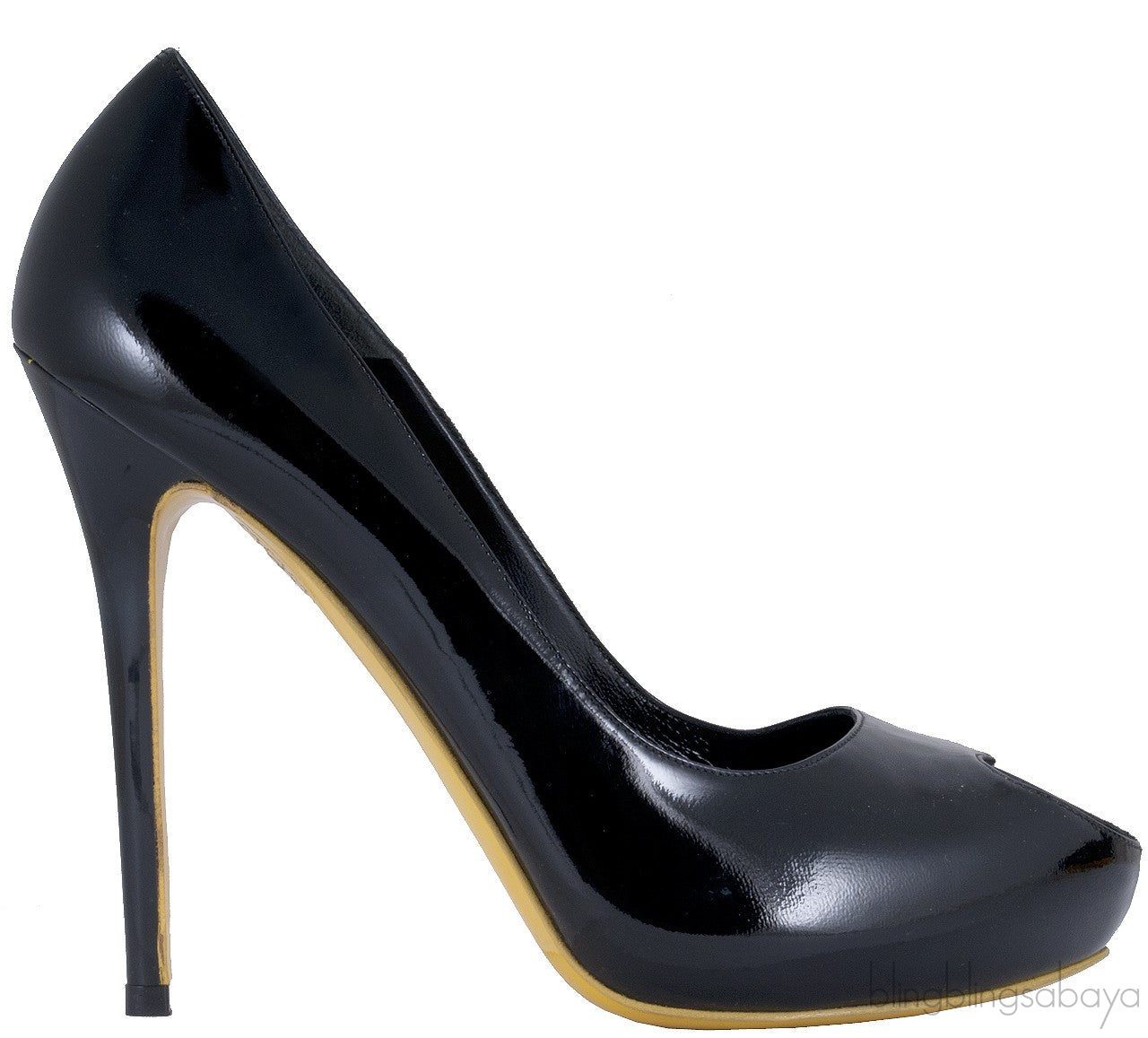 Black Heart Peep Toe Pump