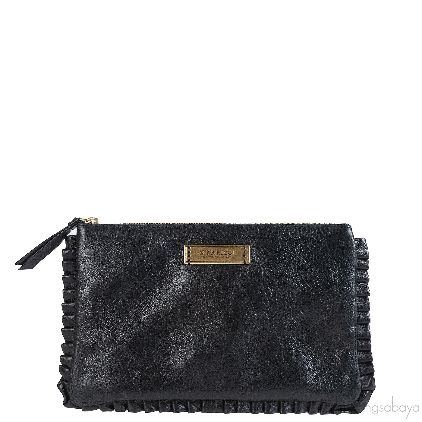 Nina Ricci Black Pleated Trim Clutch