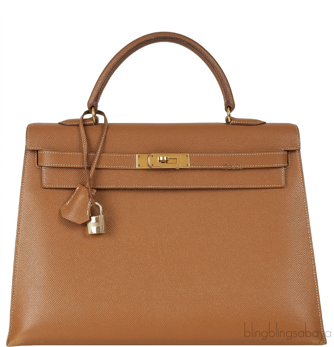 Vintage Kelly 35 Gold Courchevel Sellier GHW