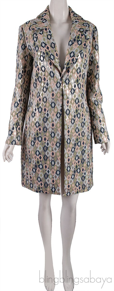 Green Lurex Multicolor Open Coat