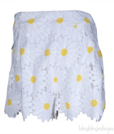 White Daisy Applique Shorts