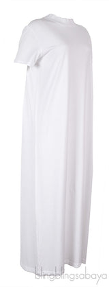White Cotton Plain Maxi Dress