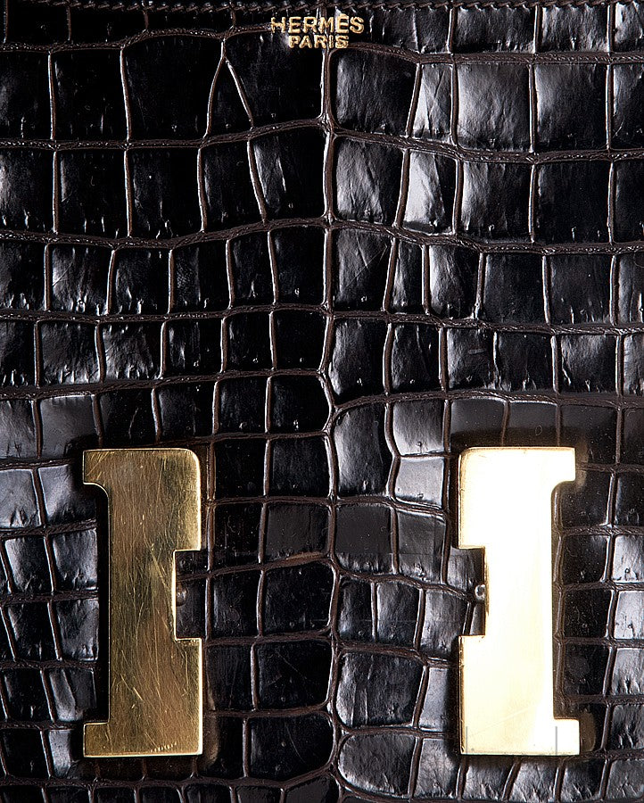 Constance Vintage Brown Crocodile