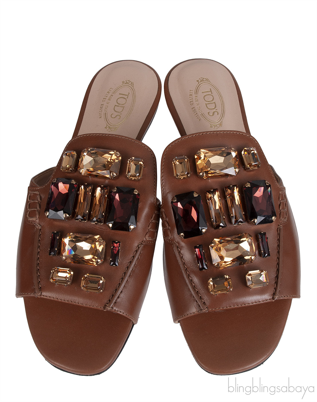Tod\'s Flat Crystal Slip On Sandals