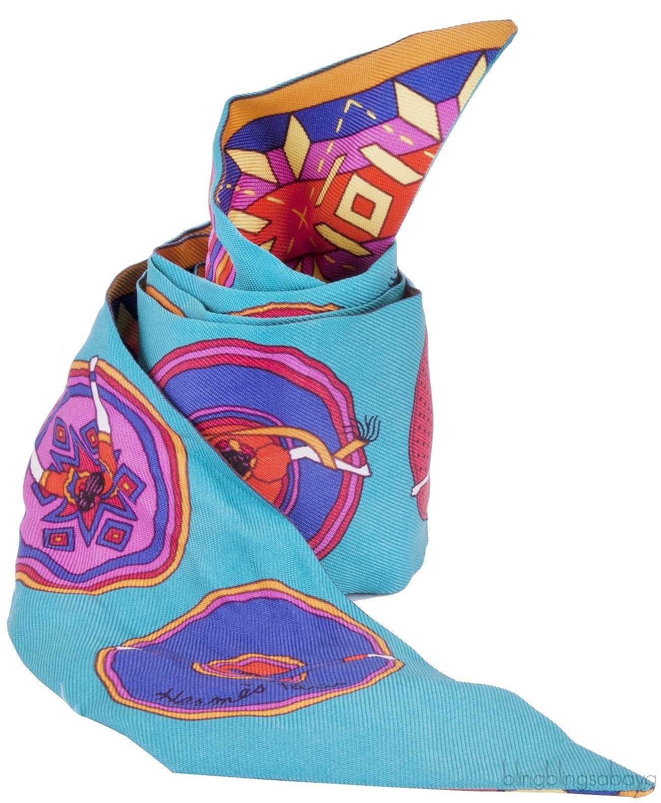 Green Multicolor Printed Twilly