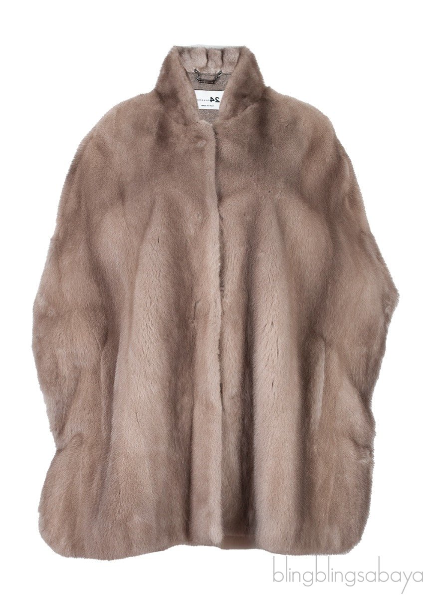 Light Brown Mink Fur Poncho