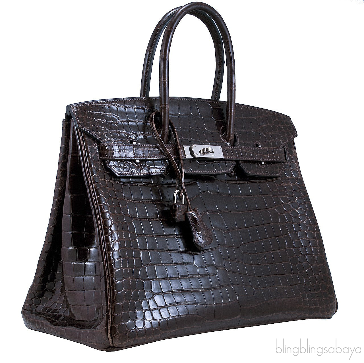 Birkin 35 Nicotine Shiny Croco