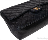 Black Quilted Vintage Jumbo Flap Bag GHW