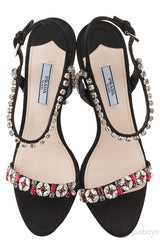 Jewel Embellished Black Sandals