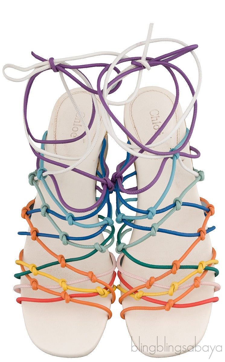 Jamie Multicolor Knotted Ankle-wrap Sandals