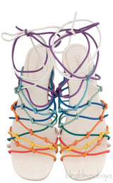 Jamie Multicolor Knotted Ankle-wrap Sandals
