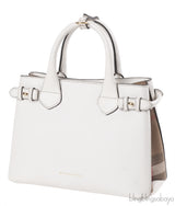 Burberry White & Checkered Banner Top Handle Bag