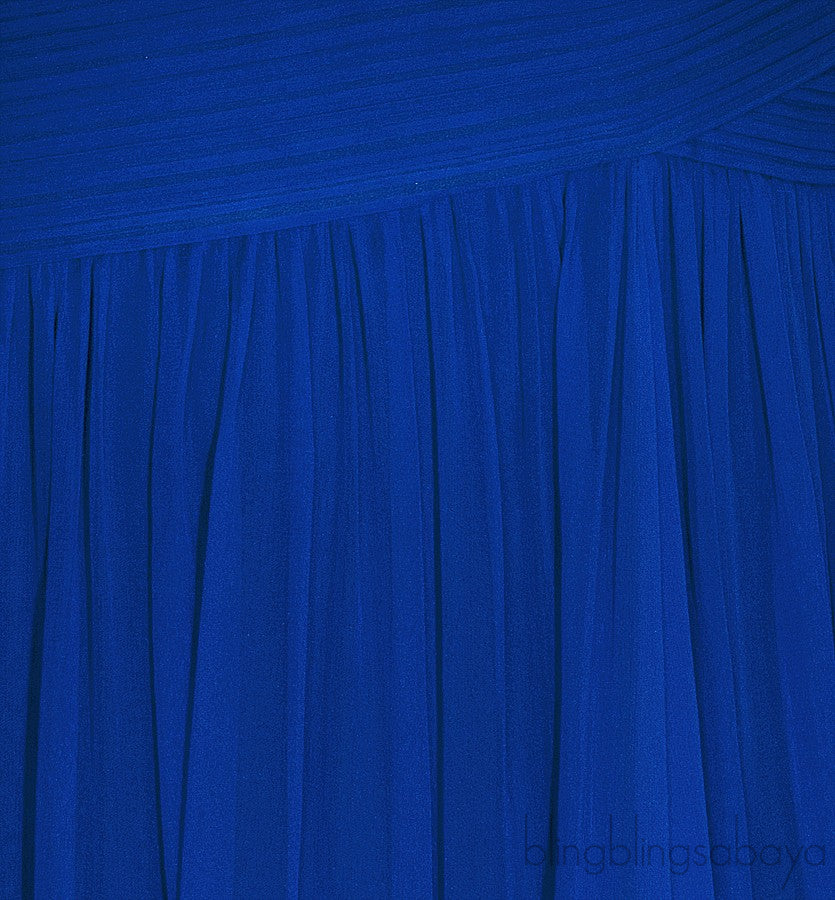 Blue Violet Pleated Long Dress