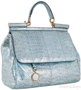Miss Sicily Blue Watersnake Flap Bag