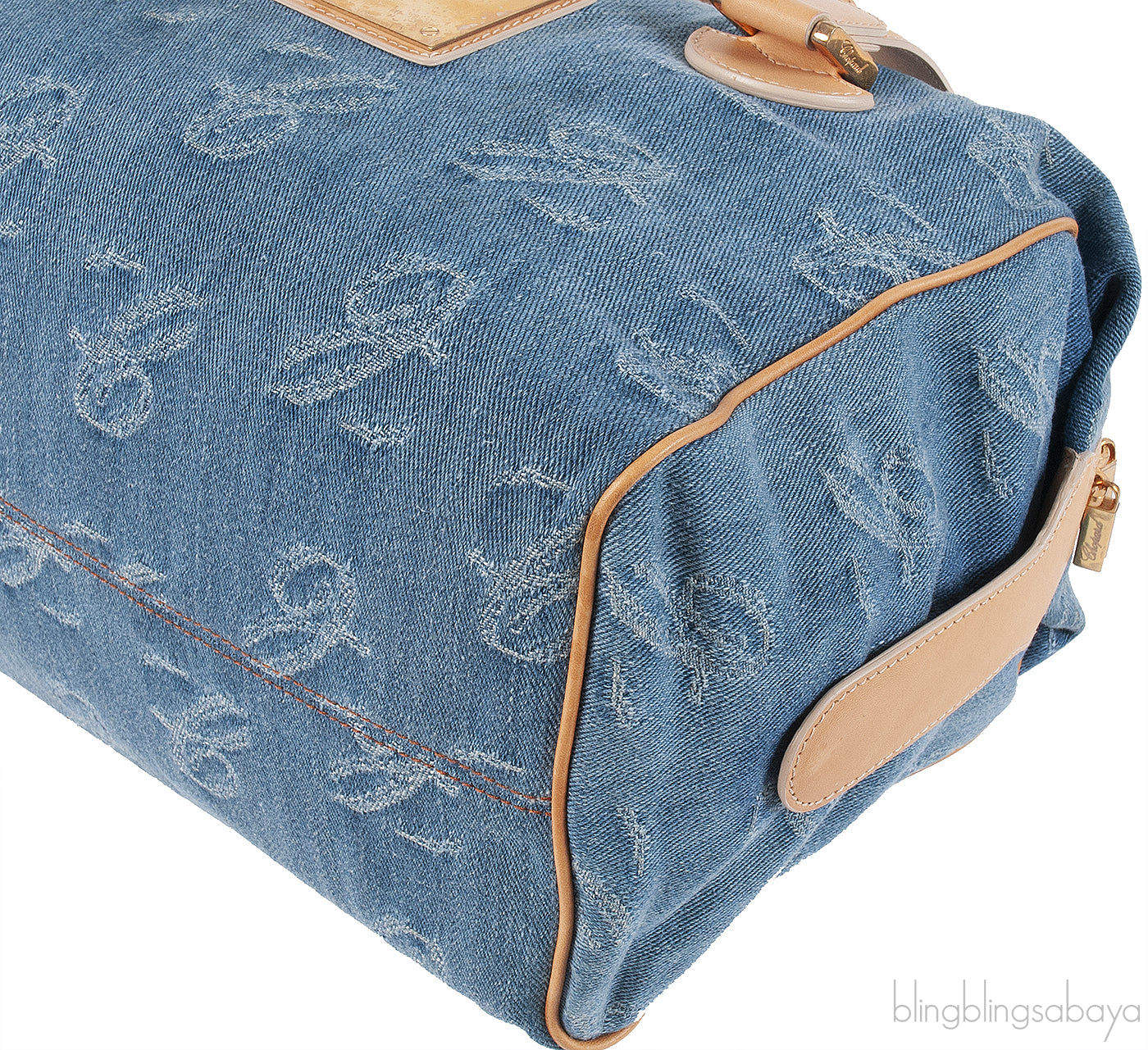 Chopard Blue Denim Distressed Logo Shoulder Bag