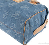 Chopard Blue Denim Distressed Logo Shoulder Bag