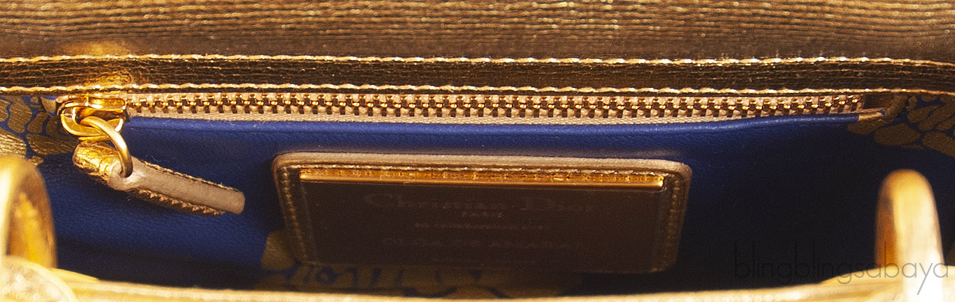 Lady Dior Mini Gold Bead Embellished Bag