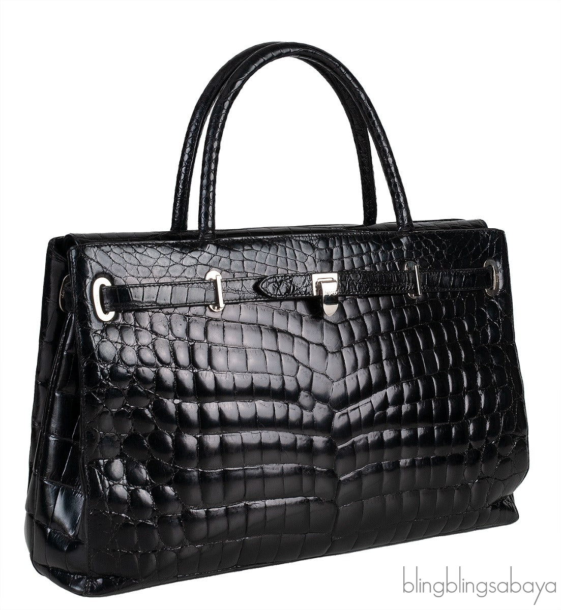 Black Crocodile Darcy Tote