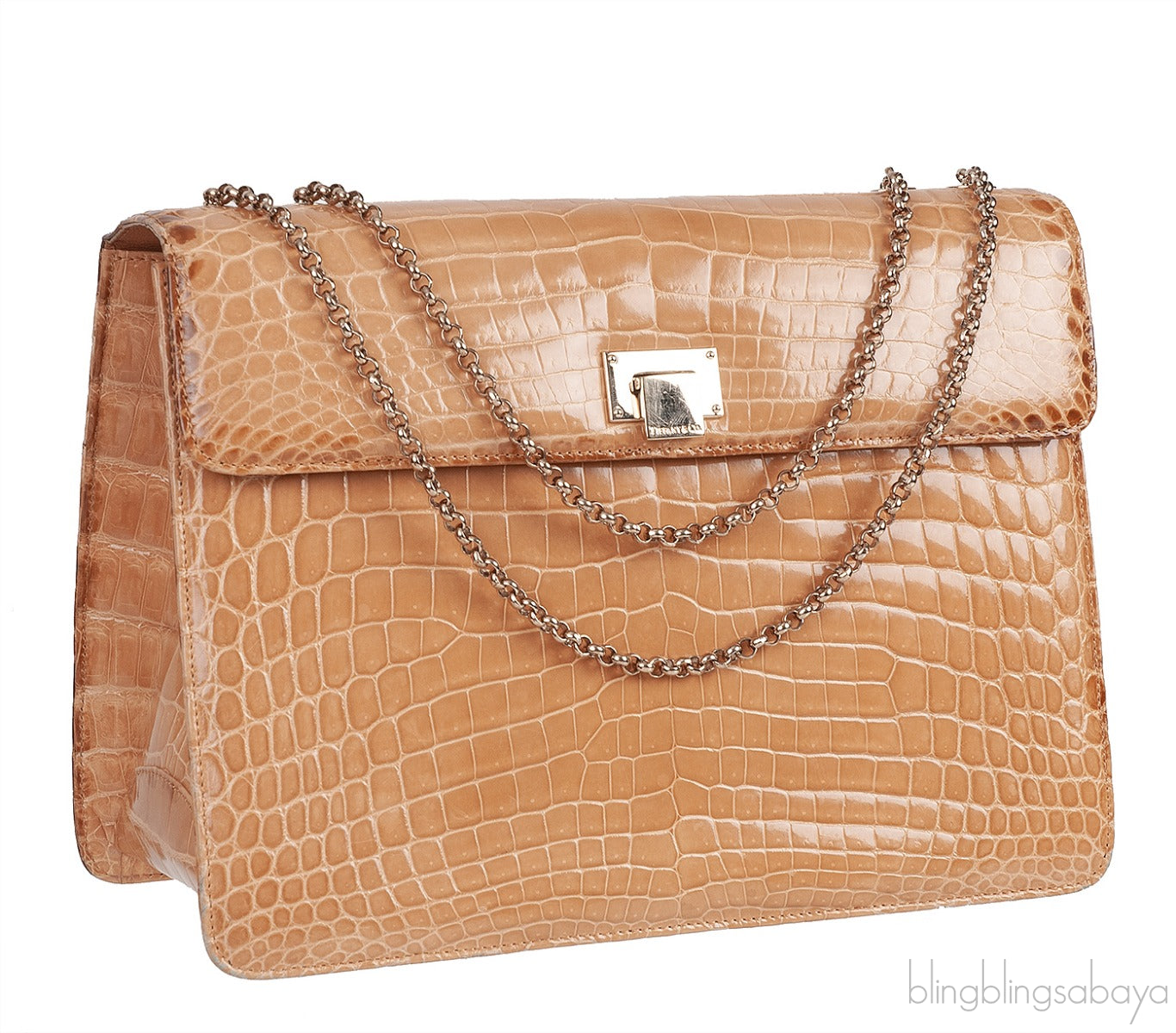 Beige Cornelia Lunch Box Crocodile Bag