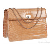 Beige Cornelia Lunch Box Crocodile Bag