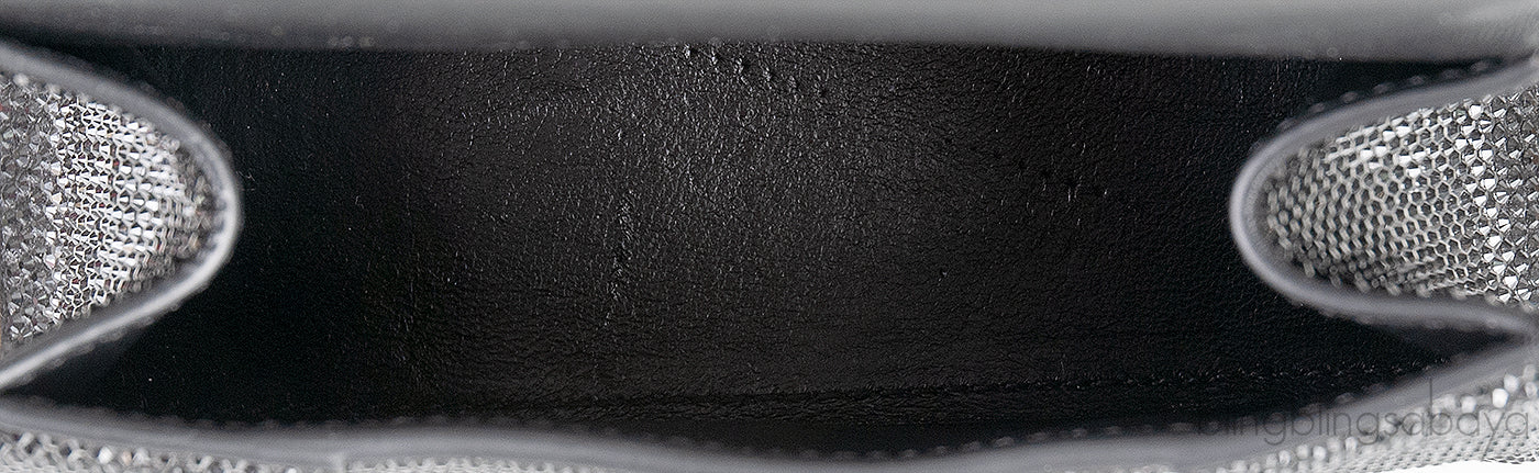 Hourglass XS Black Rhinestone Suede Calfskin