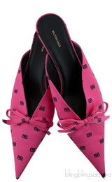 Silk BB Pink Knife Pointed Toe Mules