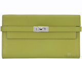 Kelly Long Wallet Chevre Vert Anis