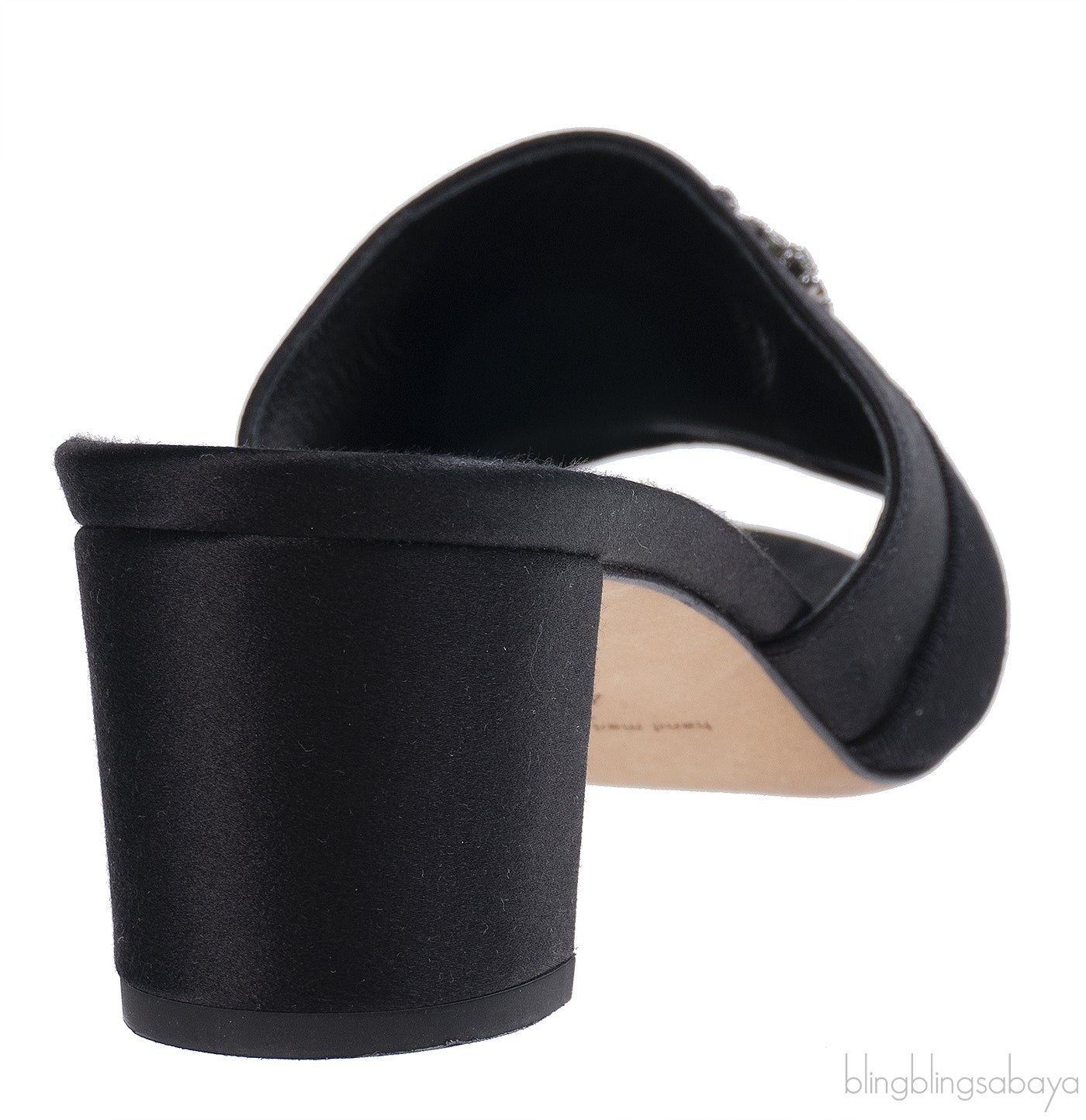 Manolo Blahnik Martamod Black Satin Mules