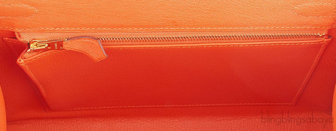 Kelly 25 Tangerine Ostrich Sellier