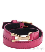 Double Tour Y Pink Leather Bracelet