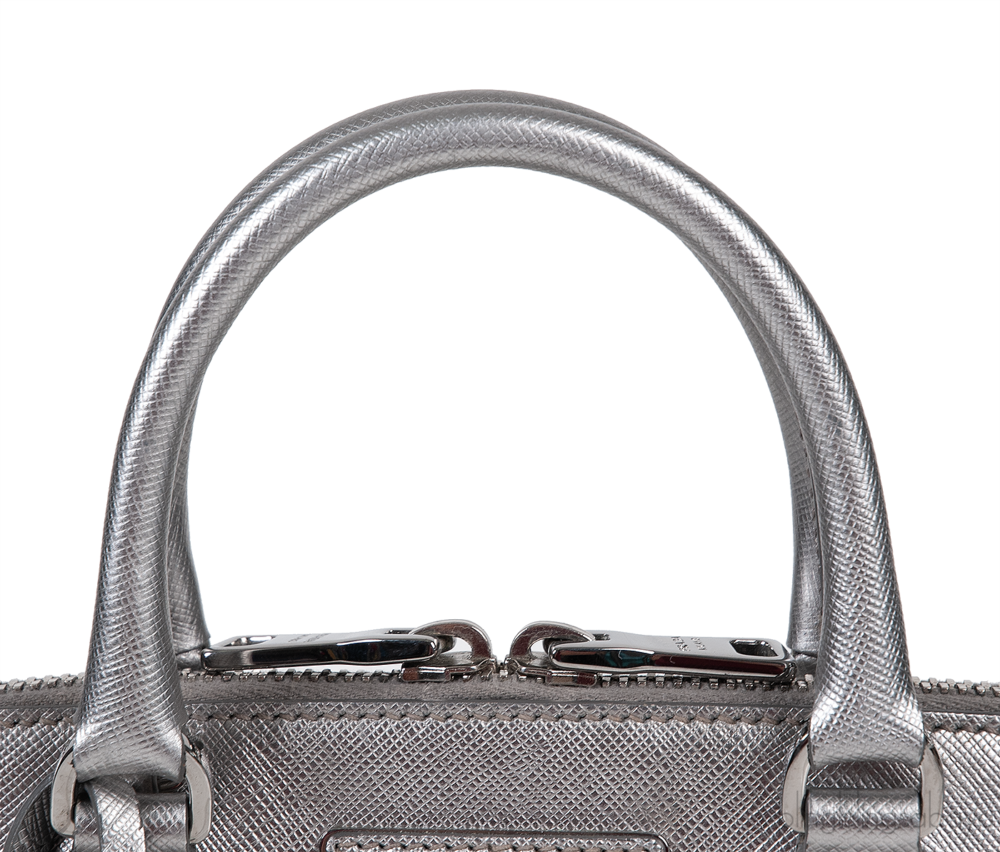 Silver Saffiano Promenade Top Handle Bag