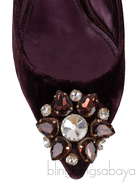 Dark Purple Velvet Mini Kitten Heels
