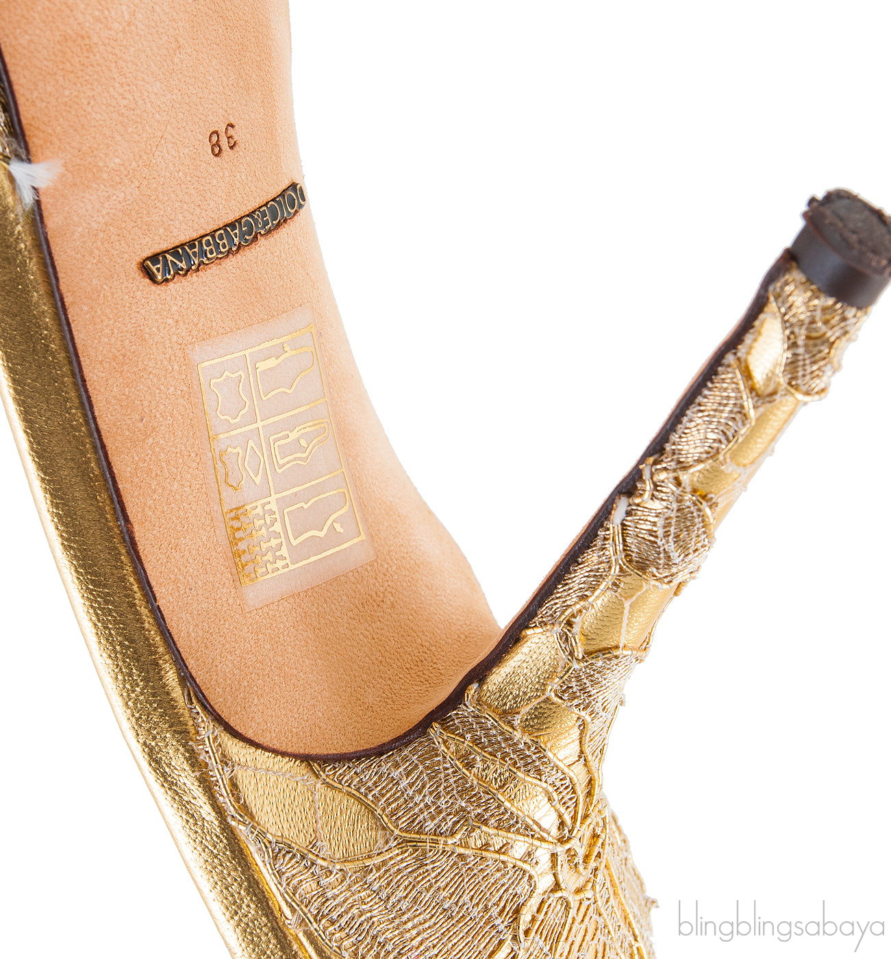 Gold Lace Crystal Vamp Slip-on Sandals