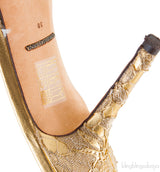 Gold Lace Crystal Vamp Slip-on Sandals