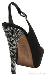 Black Slingback Peep Toe Sandals