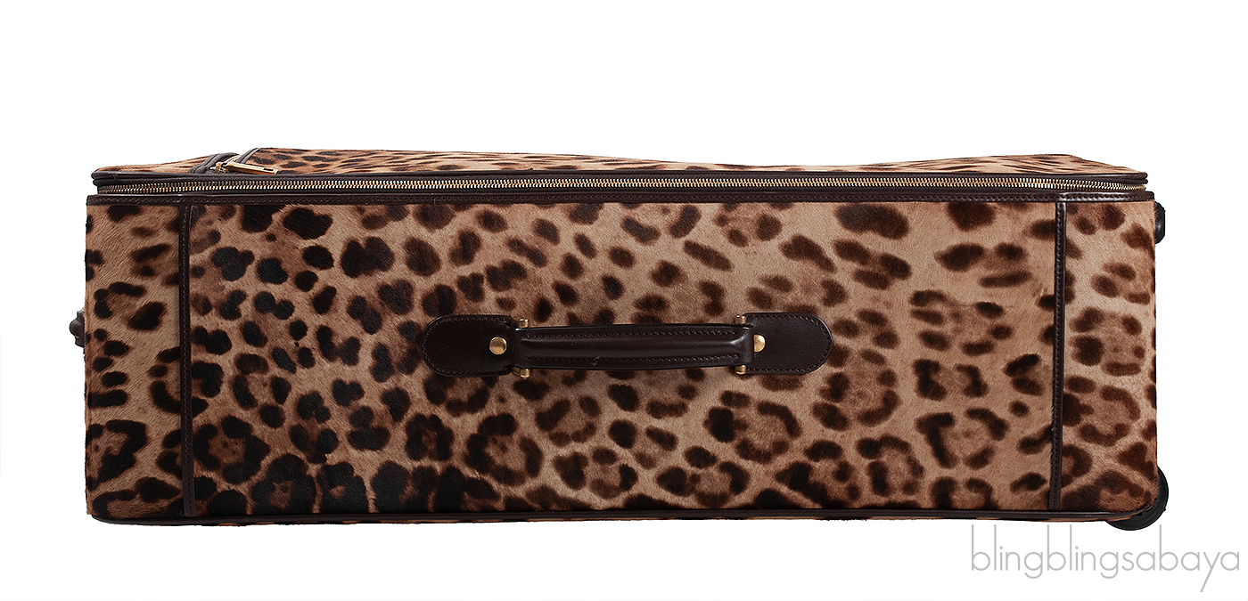 Leopard Pony Hair Large Luggage Trolley