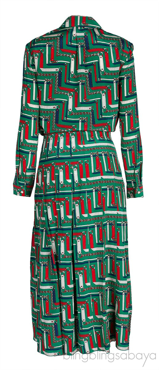 Green Printed Shirt & Pleated Skirt